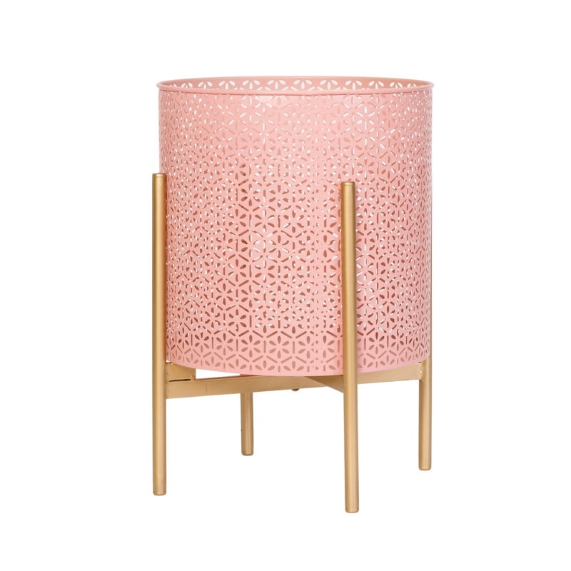 Modern Metal Planter Pot With 4-Leg Gold Metal Base - Pink - 18"H x 13.75"W