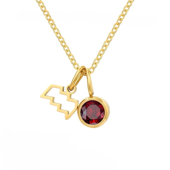MONMONDAY 12 Zodiac Birthstone Pendant 18k Gold Plated Women's Necklace, Festival Gift