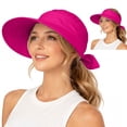 thumbnail image 2 of AirLoni Sun Hats For Women UPF50+ 2 In 1 Zipper Removable Top Ponytail Hat Adjustable Bow Decor Foldable Washable Quick Dry Summer Visor Hats For Women Summer Hats Hot Pink,One Size, 2 of 5