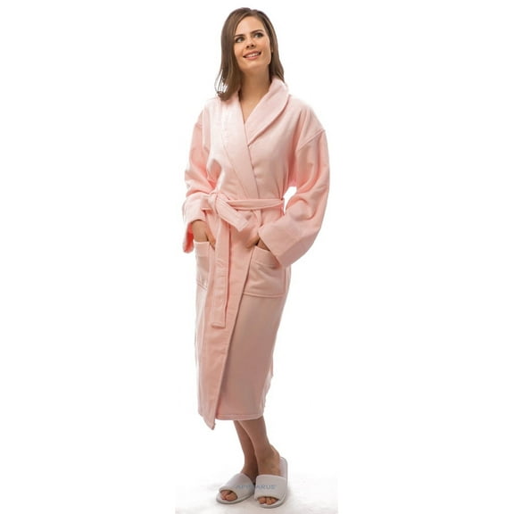 Appearus 100% Cotton Plush Terry Velour Spa Bathrobe Heavyweight, XXL, Light Pink (AR111P)
