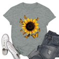 thumbnail image 2 of NAMTYQX Going Out Tops for Women Lounge Scoop Neck Graphic Cool Mit Print Stretchy Loose Fit Short Sleeve Plus Size Graphic Tees Gray Size S, 2 of 5