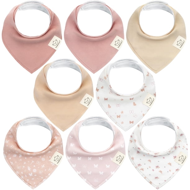 Baberos tipo bandana KeaBabies, 100% algodón orgánico, paquete de 8 unidades para niñas