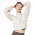 thumbnail image 2 of Chaqueta Deportiva con Cremallera para Mujer, Cuello Alto, Resistente Al Viento, Protección Solar, para Hacer Ejercicio Al Aire Libre. Crema S, 2 of 9