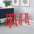 thumbnail image 2 of eHemco Heavy-Duty Solid Wood Saddle Seat Kitchen Counter Height Barstools, 24 Inches, Red, Set of 2, 2 of 5