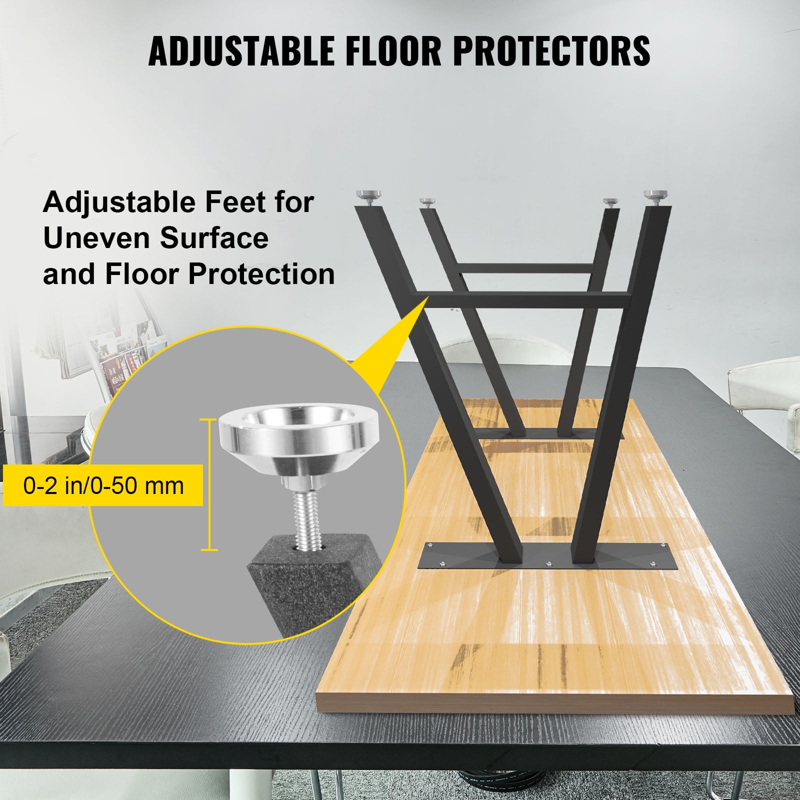 BENTISM Metal Table Legs 28 x 17.7 inch A-Shaped Desk Legs Set of 2 Heavy Duty Bench Legs Rustic Metal Furniture Legs Wrought Iron Coffee Table Legs Home DIY for Dining Table w/Floor Protectors Black