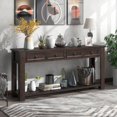 thumbnail image 1 of Classic Living Room Table - 63"L×14"W×30"H with 4 Drawers & Fixed Shelf (Solid Wood), 1 of 19