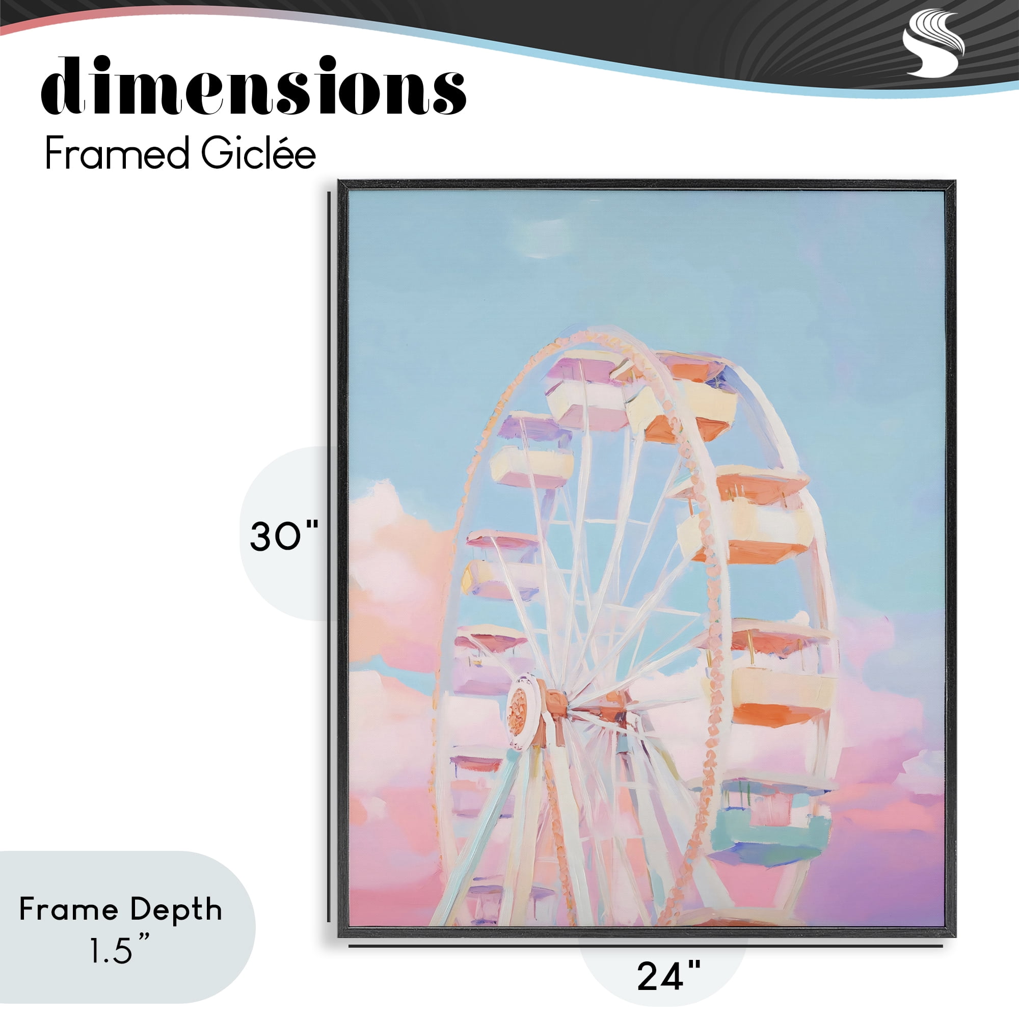Stupell Industries Ferris Wheel & Cotton Candy Sky Black Framed Giclee Art, design by The Prints Vibe