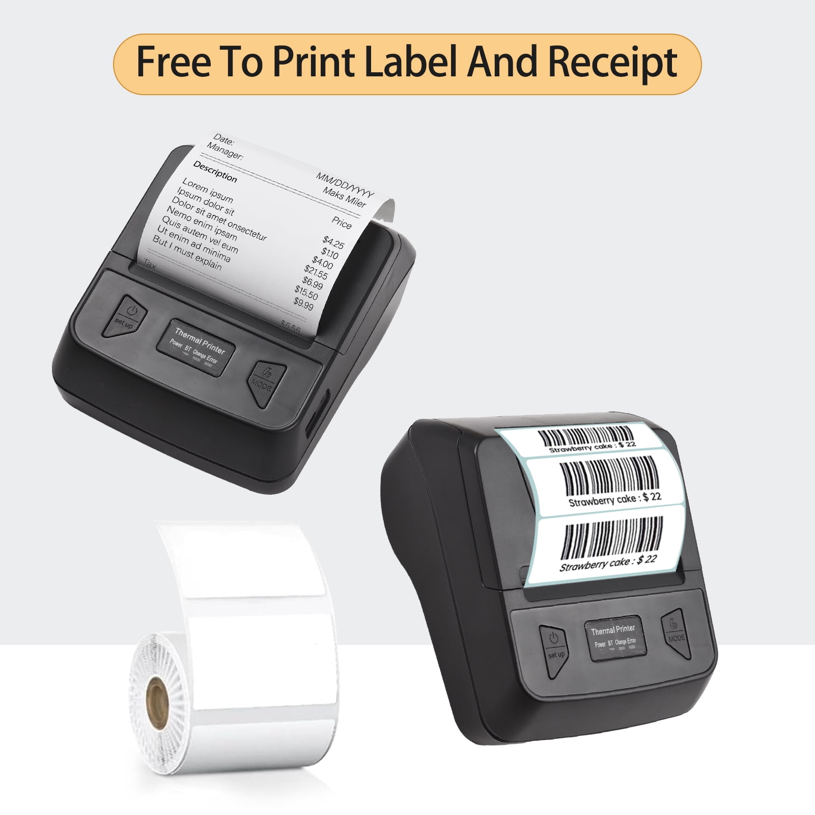 58mm Receipt Printer Mini Thermal Printing Wireless BT USB Mobile PrinterCompatible With Android/iOS/Windows System - 7 - View #3