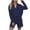 Blue, variant on Women Sweatsuits Ribbed Knit Lounge Set Lapel V Neck Long Sleeve Pullover and Shorts Matching 2 Piece Casual Sets with Pockets Blue M