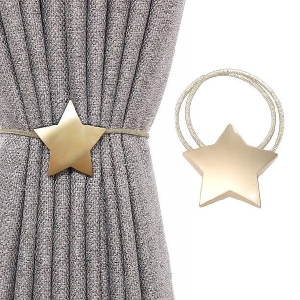 Abrazaderas metálicas modernas para cortinas | Sujeciones magnéticas ajustables para cortinas | Decoración para ventanas en aleación dorada y plateada | 40 cm de largo | Para uso en casa y oficina