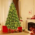 thumbnail image 2 of Costway 8ft Pre-lit Hinged Artificial Christmas Tree w/ Pine Cones & Red Berries, 2 of 10