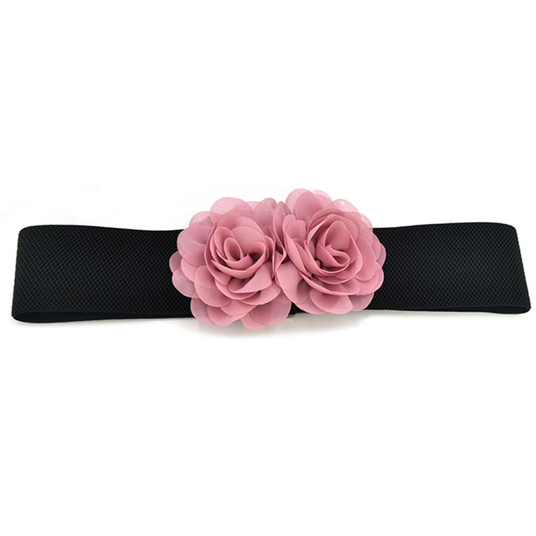 yuehao accessories women stretchy belt for dresses vintage elastic wide  waist belt belt pink