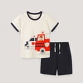 thumbnail image 2 of Baby Outfits Boy Kids Toddler Boys Summer Outfit Cotton Casual Crew Neck T Shirt and Shorts 2 Piece Set Toddler Outfits for Boys Beige 4 Years-5 Years, 2 of 7