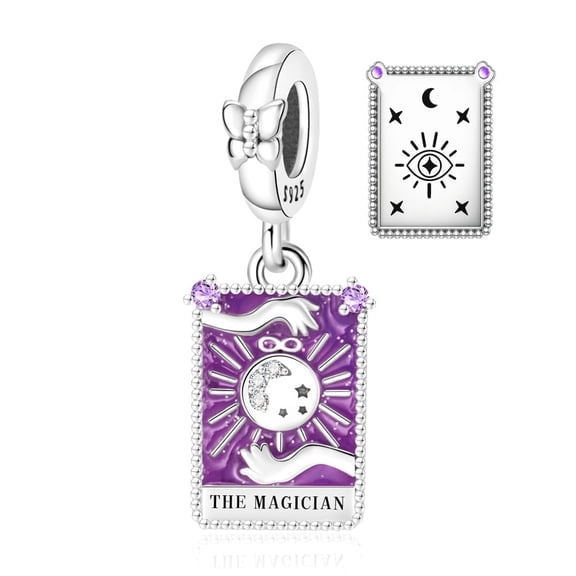 925 Sterling Silver The Magician Tarot Card Dangle Charm for Bracelet Charms Bangle Pendant Jewelry