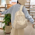 thumbnail image 3 of Striped Pattern Backpack Multi-Pocket Stylish Travel Rucksack Cute Stripe Print Daypack Outdoor Shopping Travel Backpack (Khaki 420*300*140), 3 of 12