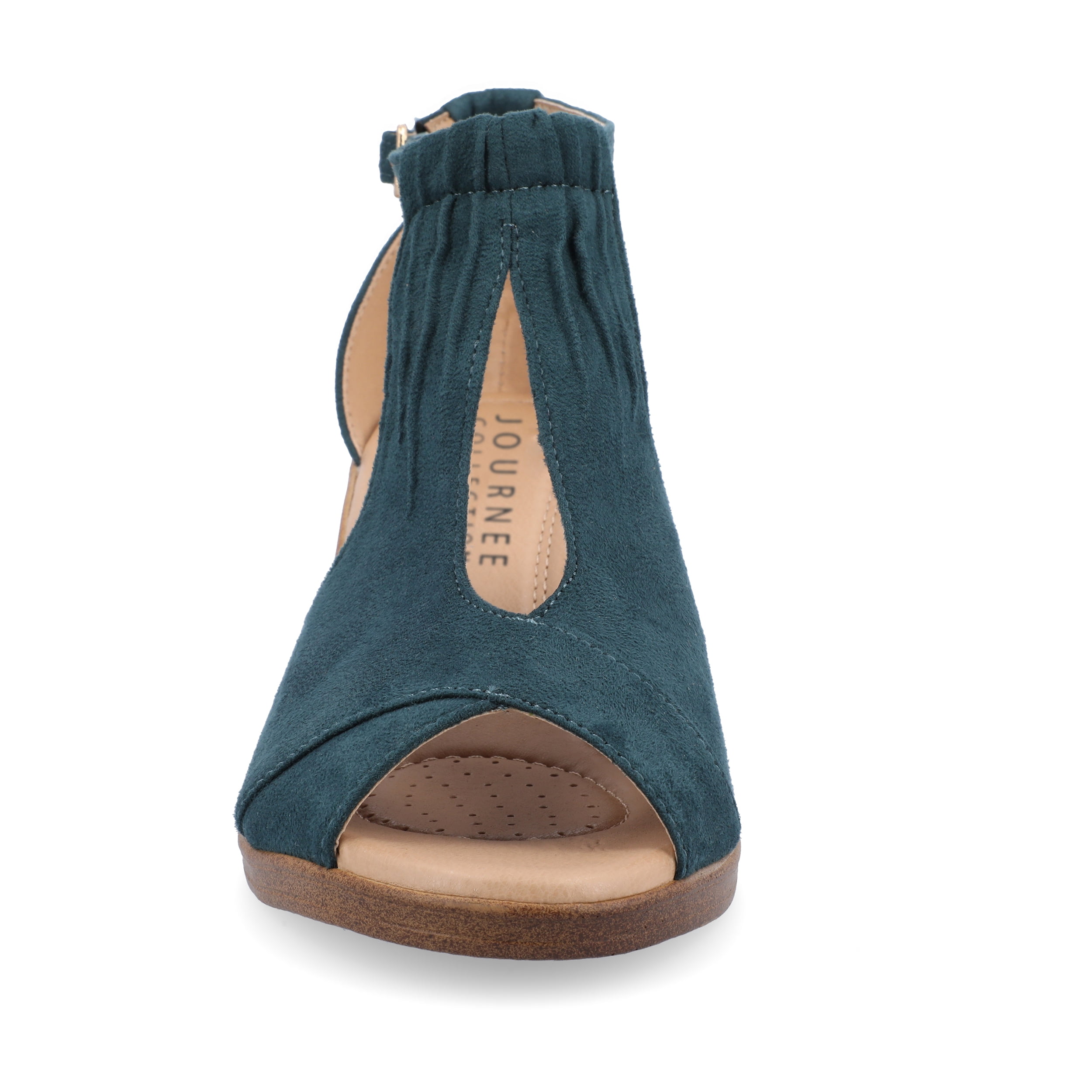 Journee Womens Kedzie Peep Toe Wedge Sandals, Widths Available