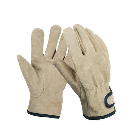 

Sanwood Welding Gloves Reusable Fire Resistant Faux Leather Extremely Soft Industrial Production Gloves for Outdoor Kitchen Tool