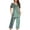 Army Green, variant on Capri Pajamas for Women Set Short Sleeve Henley Neck Pleated Tunic Tops Elastic Waist Cropped Pants with Pocket Army Green L
