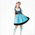 thumbnail image 5 of SERTG Girls Oktoberfest Maid-Style Set 3-Piece Puff Sleeve Round Neck Dress + Apron and Head Accessory Cottagecore Theme Dress-Up Skirt Outfit for Kids 3-12 Years(Blue,3 Years), 5 of 8