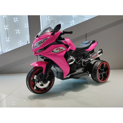 HTW12V Kids Ride On Motorcycle, 3-Wheel Electric Bike for Boys & Girls with LED Lights, MP3 Player, Safety Design, Gift for Ages 3-8