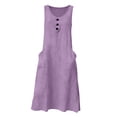 thumbnail image 5 of UPPADA Summer Midi Dresses for Women Button V Neck Sleeveless Dresses Casual Cotton Linen Shift Dress Loose Fit Flowy A Line Dress with Pockets Purple,M, 5 of 5