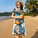 thumbnail image 4 of Disketp Cute Sunflower Blue Duck para Vestido de Manga Corta para Mujeres, Vestidos de Verano para Mujeres, Casual y Holgado para la Playa, 4 of 6