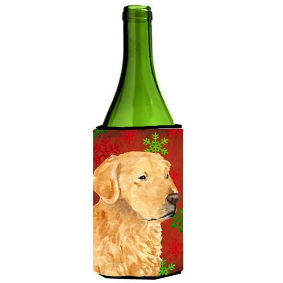 Golden Retriever Snowflake Holiday Christmas Wine bottle sleeve Hugger - 24 oz.