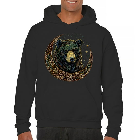 Celtic Moon Bear Sweatshirt Mystical Forest Animal Wildlife Nature Spiritual Celestial Lunar Viking Valhala Hoodie