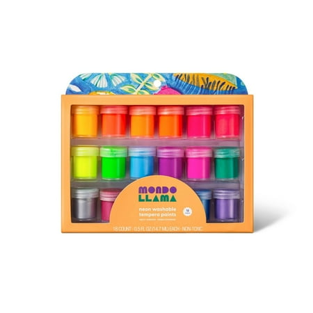 18ct Washable Tempera Paints Neon - Mondo Llama 2 pack