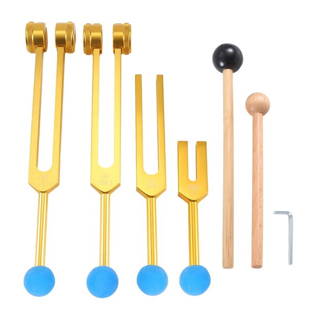 Juego de 4 Diapasones (128 Hz, 136,1 Hz, 528 Hz, 4096 Hz), Para Curar Chakras, Terapia de Sonido, Aliviar el EstréS,