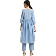 thumbnail image 4 of eloria Women's Fashion Solid Anarkali Design Kurti With Bottom, Fabric : Cotton, Color : Sky Blue, Size : X-Small, 4 of 7