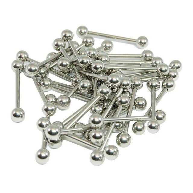 BodyJewelryOnline 20 Pack 14 Gauge Barbells Tongue Rings Surgical Steel with 6mm End Ball Men Women