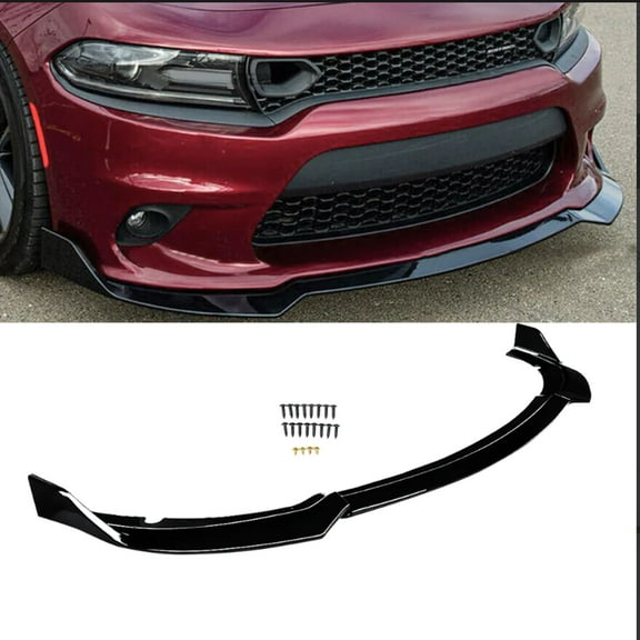 NINTE Front Bumper Lip for 2015-2022 Dodge Charger SRT Scat Pack Gloss Black 3PCS