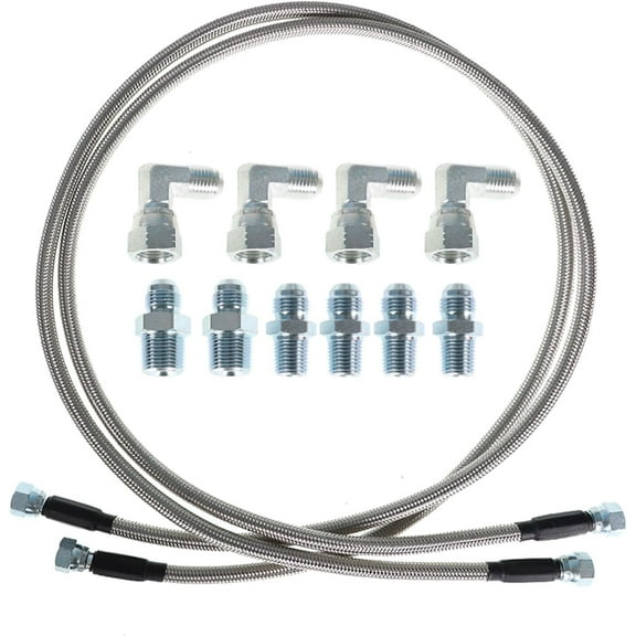 munirater Stainless Steel Braided 52inch Long Transmission Cooler Hoses Lines Kit Replacement for TH350 700R4 TH400
