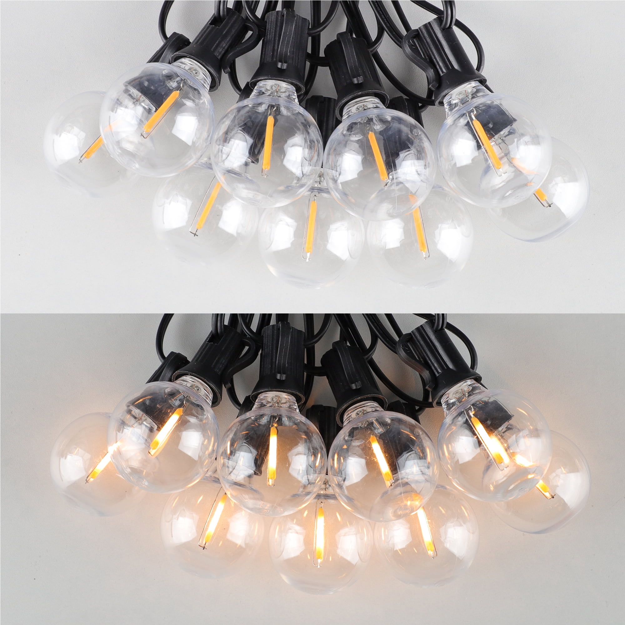 G40 Plastic LED Light Bulbs, 1W E12 Small Screw Mouth, 2200K Ultra Warm Yellow, Shatterproof & Dimmable Globe Bulbs for Night Lights, Chandeliers, Wall Sconces & Holiday Decor, 25Pack