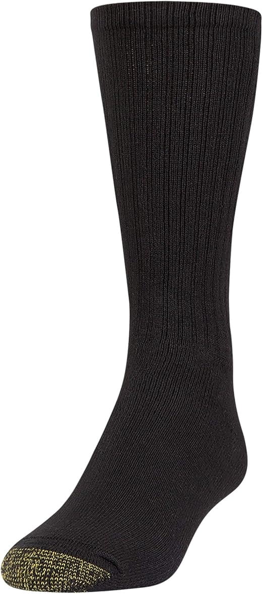 Men's GOLDTOE® 6-Pack Harrington Crew Socks Color: Black Size: 6-12