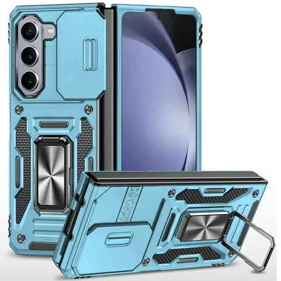 For Samsung Galaxy Z Fold 6 Case Sliding Lens Shockproof Cover with Ring Stand