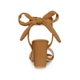 thumbnail image 3 of BLISSFUL STEP Women's Sandals Ankle Tie Back Open Toe Block Heels Brown 6.5, 3 of 8