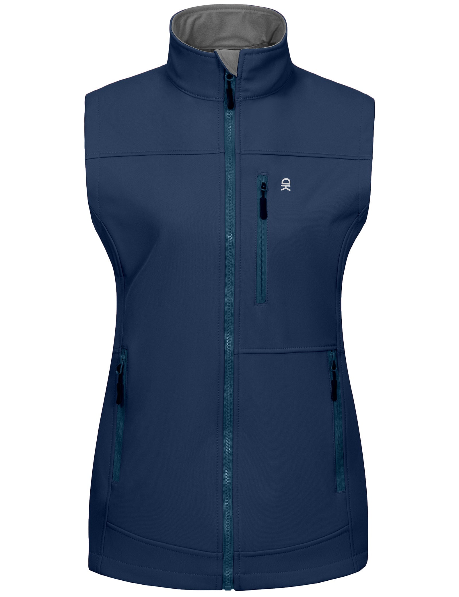 Little Donkey Andy Lightweight Softshell Vest for Women Fleece Lined Outerwear Zip Up Sleeveless Casual Windbreaker Jacket for Golf Hiking Running Jogging Outdoor Travel, Blue X-Small