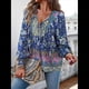 thumbnail image 5 of Blusa Informal con Cuello en V para Mujer, Holgada, con Estampado Floral, de Larga, para Playa. Azul Marino XL, 5 of 10