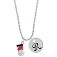 thumbnail image 1 of Delight Jewelry Silvertone I Love Volleyball - Red Heart Silvertone Script Initial Disc - R - Charm Necklace, 20"+3", 1 of 4
