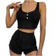 thumbnail image 1 of Conjuntos de ocio para el hogar para mujer Conjunto de pijama cómodo con dobladillo con volantes de punto de 2 piezas Pompotops qwe22482, 1 of 9
