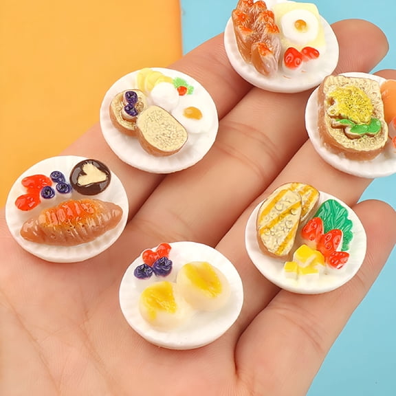 BESTSKY 18Pcs Miniature Dessert Mini Food Models Assorted Color Resin Dollhouse Age Groups Mini Food Toys