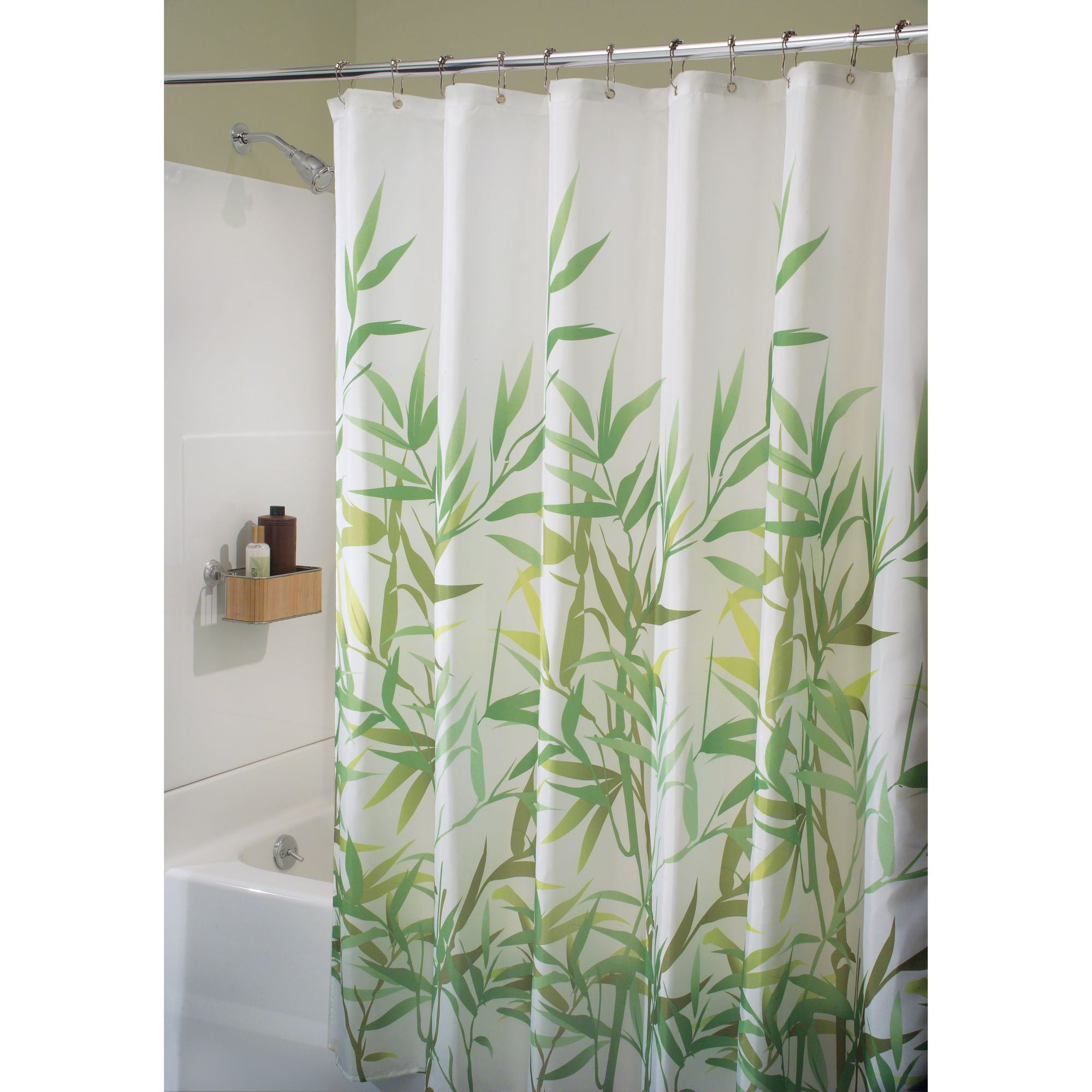 and Mildew-Resistan iDesign Anzu Fabric Shower Curtain Water-Repellent and Mold 