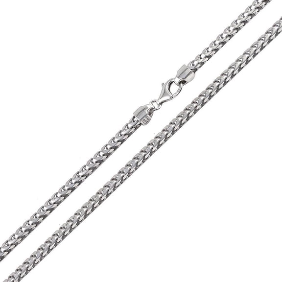 Rhodium Plated 925 Sterling Silver Franco 300 Chain 3mm Made in Italy 20" Jewelry Female Unisex