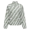 thumbnail image 5 of Jackets for Women Winter Coat Jackets Flannel Stand Collar Jacket(White Fabric Green Stripes Texture,Size:S-4XL), 5 of 7