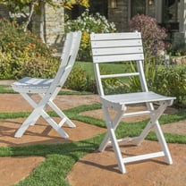 Bristle Outdoor Acacia Wood Foldable Dining Chairs, Set of 2, White Finish