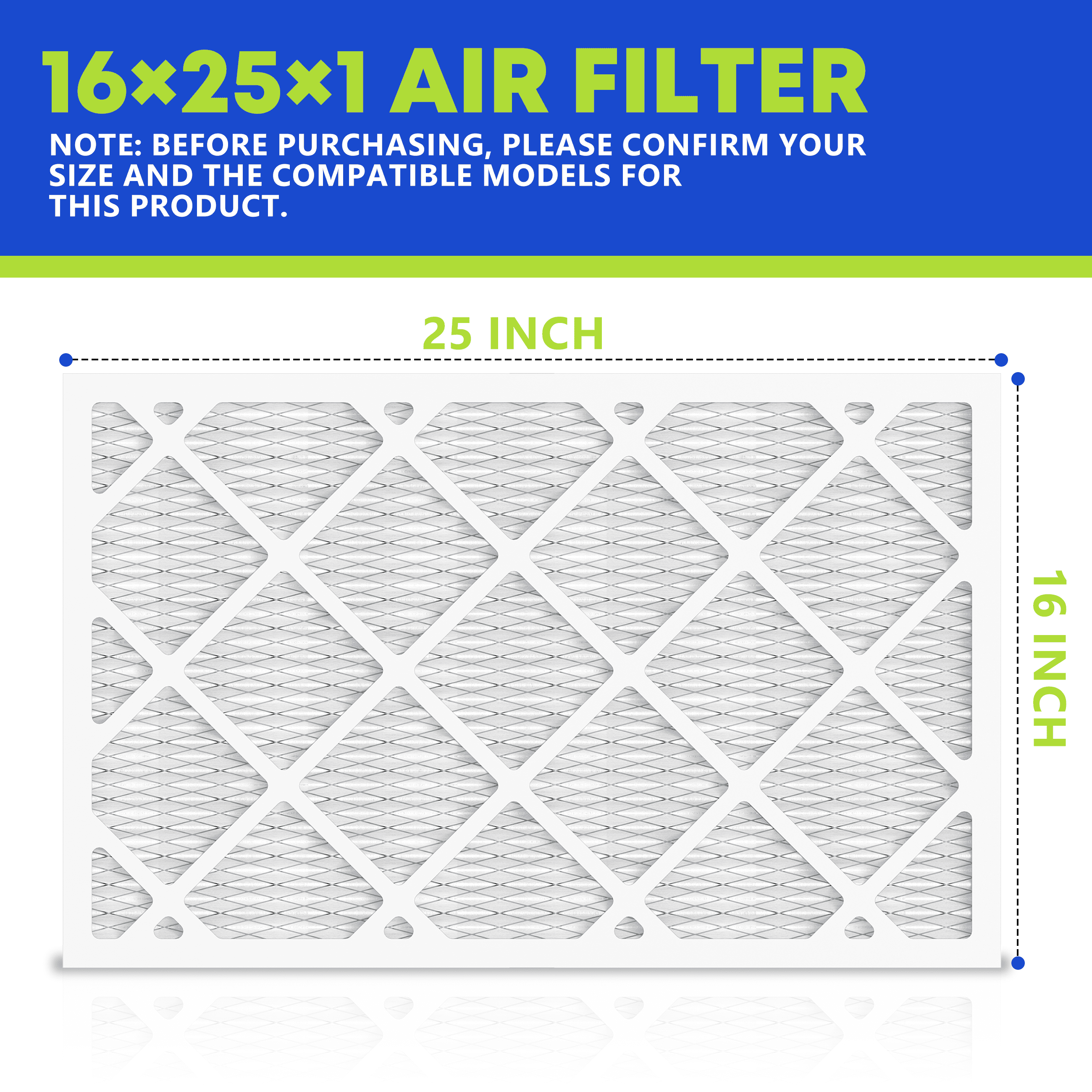 SUIXINEYI HVAC Filters 16x25x1 MPR 1000 MERV 11, Pleated AC Furnace Air Filter, Dust and Pet Dander Reduction, 4Packs