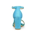 thumbnail image 2 of BLISSFUL STEP Women's Open Toe Ankle Strap Buckle Block Heels Glitter Sandals Blue 6, 2 of 7