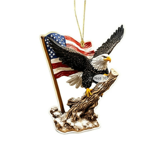 Moocorvic Acrylic Patriotic Eagle with American Flag Ornament, Stars and Stripes American Flag Tree Ornament 4th of July Party Decorations